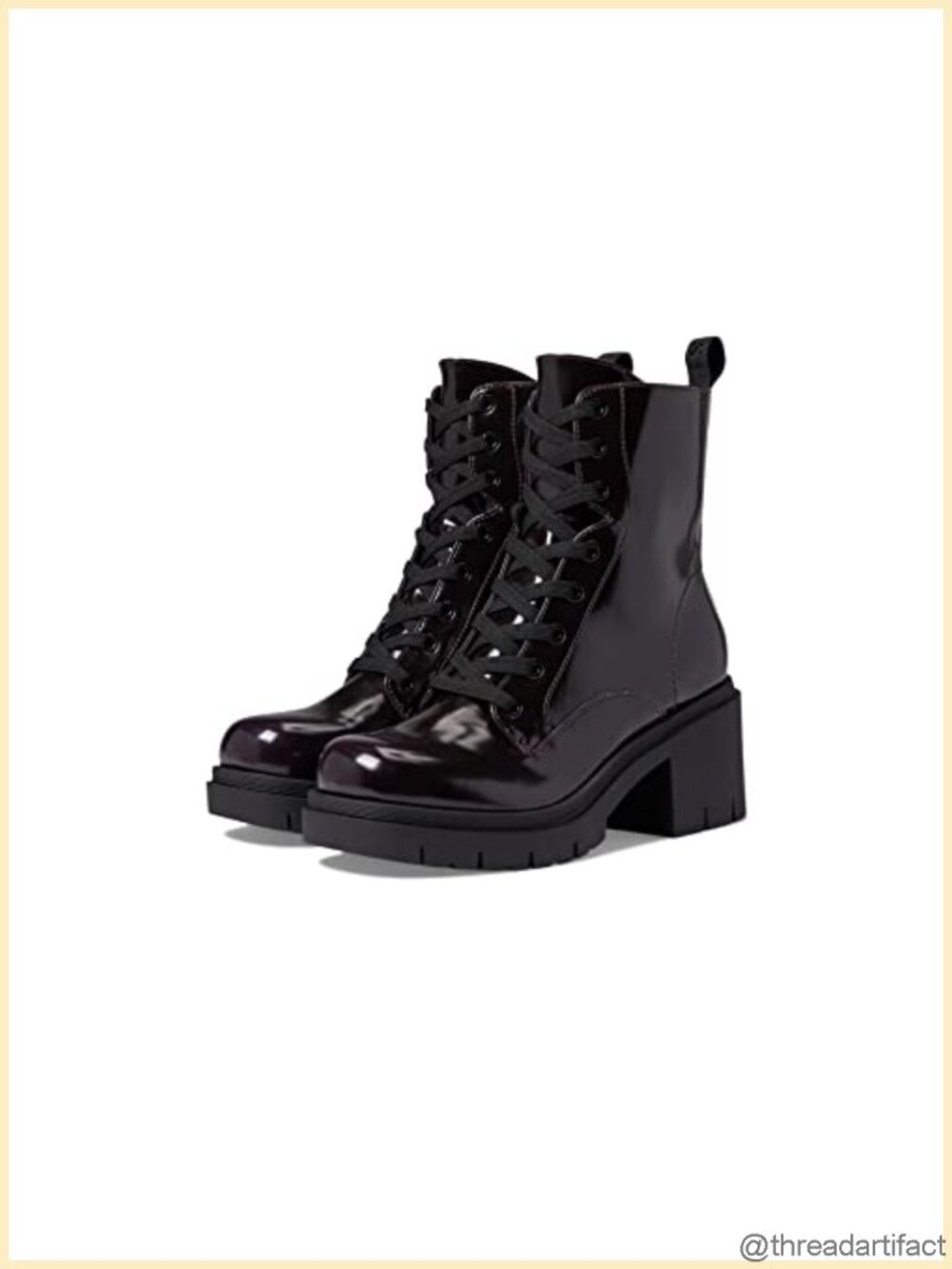 Lace Up Combat Bootie with Block Heel Round Toe Zipper Ankle Boot